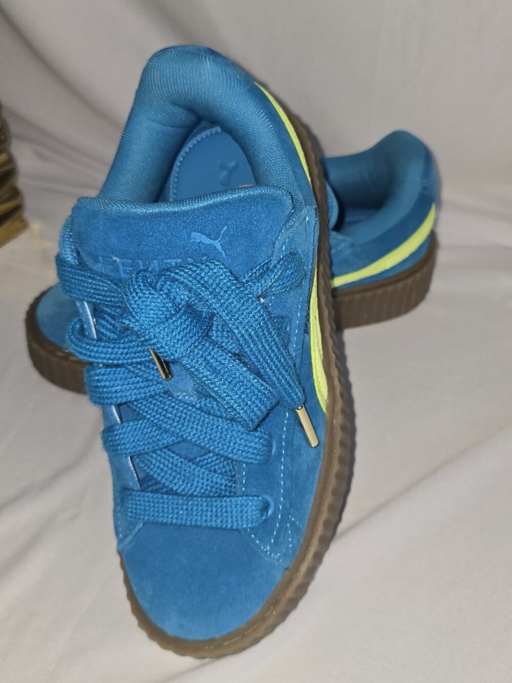 Puma Suede Platform Sneakers Blue Neon Women’s Shoes New No Box Rihanna Style